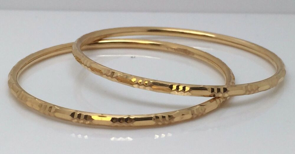 Bracelets For Small Wrists
 22K YELLOW GOLD DIAMOND CUT DECORATIVE BANGLE BRACELET S