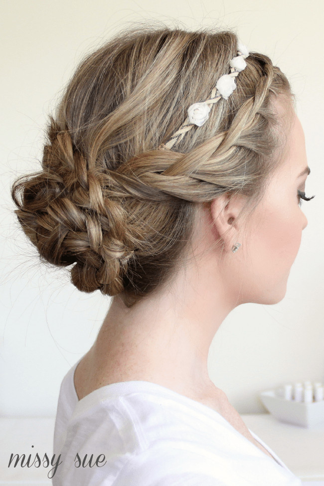 Braided Bridesmaid Hairstyles
 Braided Updo and Flower Crown