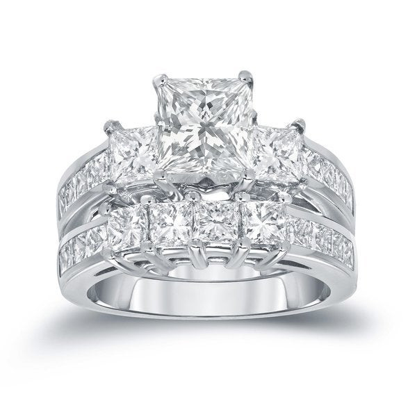Bridal Sets Princess Cut
 Shop Auriya 3ctw Princess cut 3 stone Diamond Engagement
