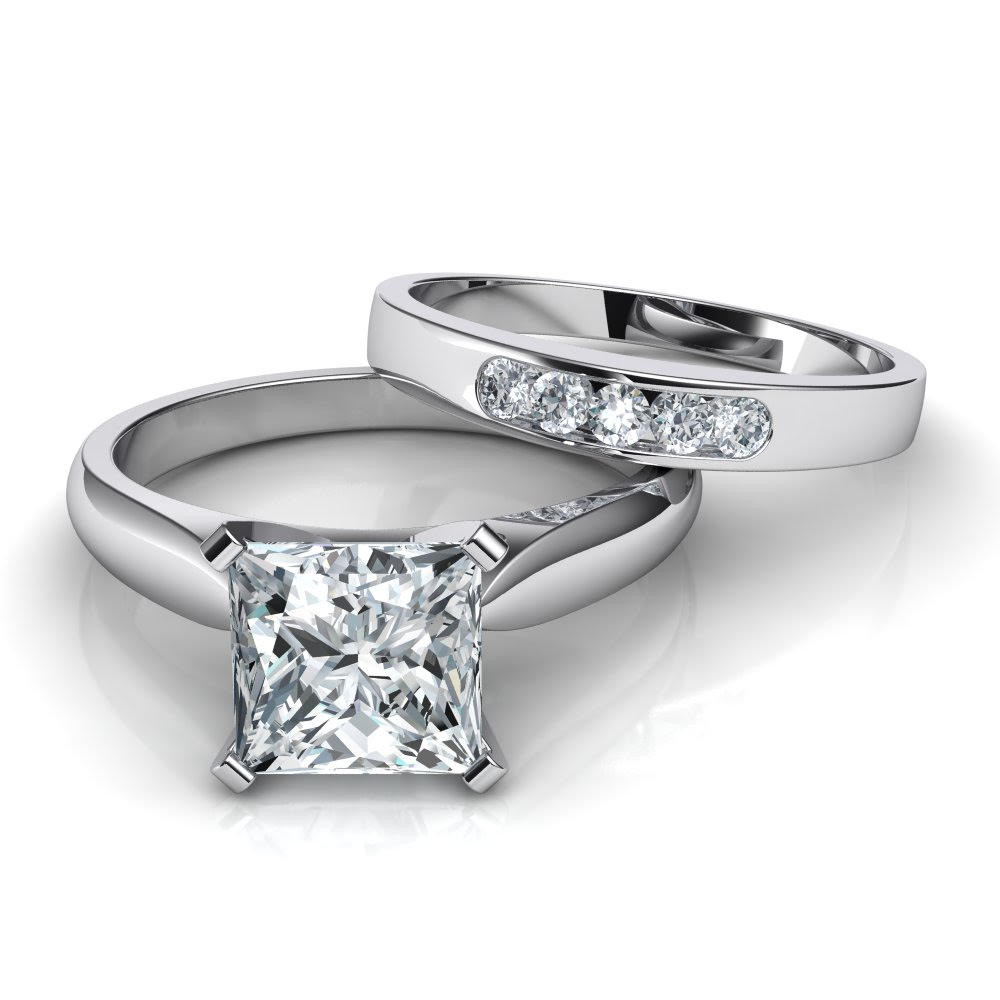 Bridal Sets Princess Cut
 Tapered Cathedral Princess Cut Solitaire Engagement Ring