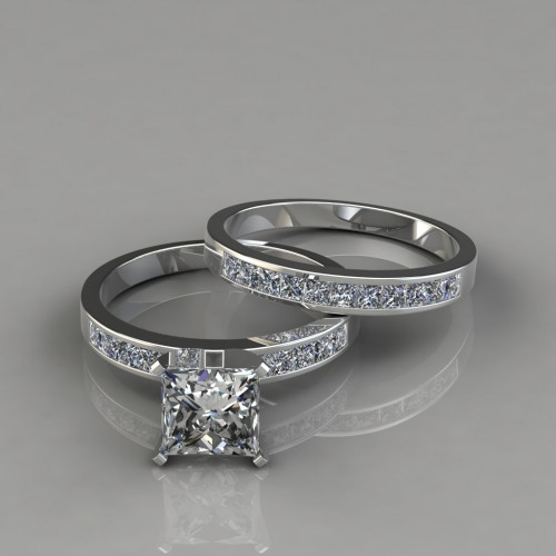 Bridal Sets Princess Cut
 Princess Cut Engagement Ring and Wedding Band Bridal Set