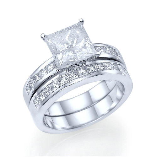 Bridal Sets Princess Cut
 2 3 CT Princess Cut Diamond Bridal Ring Set 14k White Gold