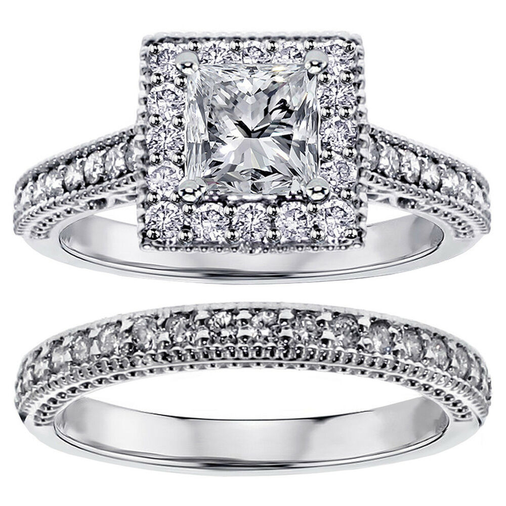 Bridal Sets Princess Cut
 1 40 CT Square Halo Princess Cut Diamond Engagement Bridal