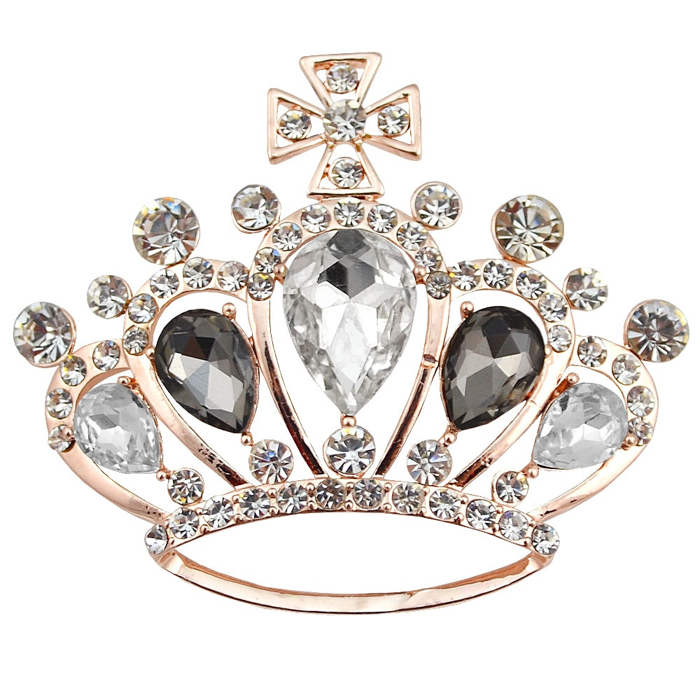 Brooches Jewellery
 B131 Crystal Crown Brooch For Women Gold And Silver Color