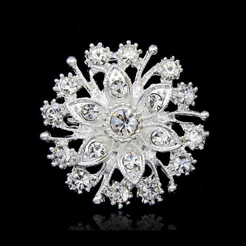 Brooches Jewellery
 Snowflake Bouquet Wedding Silver Flower Rhinestone Crystal