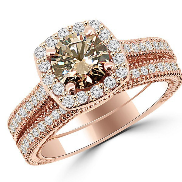 Brown Diamond Engagement Rings
 1 76ct Cognac Brown Diamond Matching Engagement Ring Wedding
