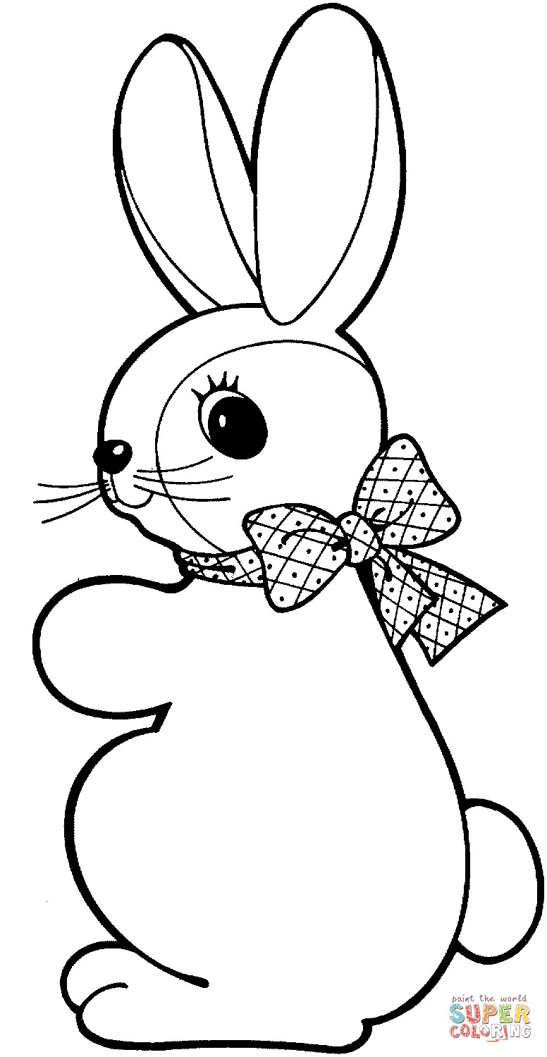 Bunny Coloring Pages Printable
 Disegno di Coniglio con un fiocco da colorare