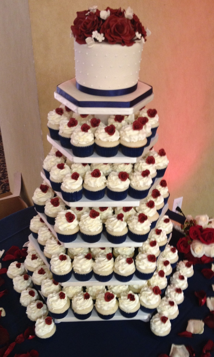Burgundy Wedding Cakes
 Navy Blue Burgundy & Ivory Cupcake Tower CakeCentral
