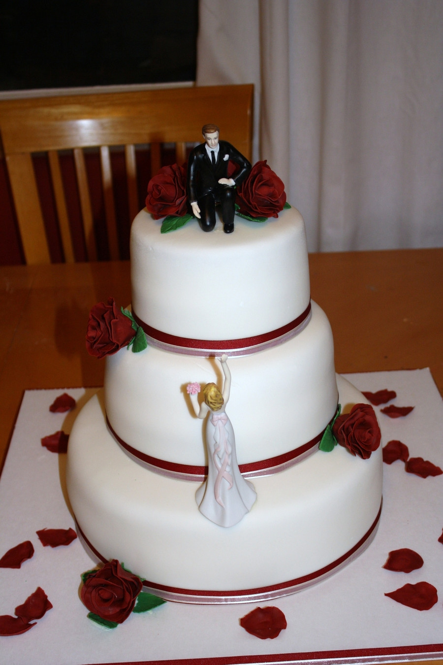 Burgundy Wedding Cakes
 Burgundy And White Wedding Cake CakeCentral