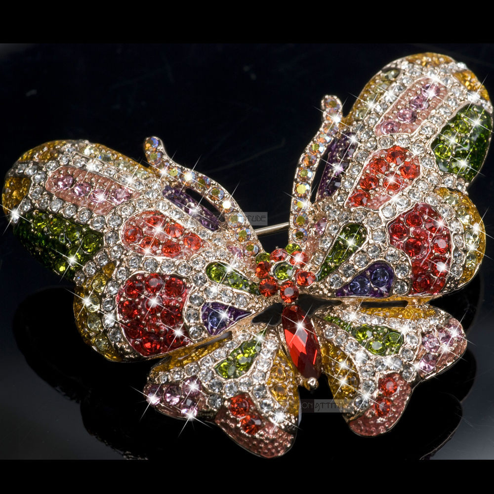 Butterfly Brooches
 18K GOLD GP MADE WITH SWAROVSKI CRYSTAL LUXURY BUTTERFLY