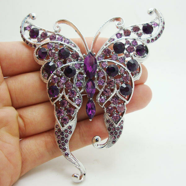 Butterfly Brooches
 Vintage Purple Butterfly Insect Silver plated Brooch Pin