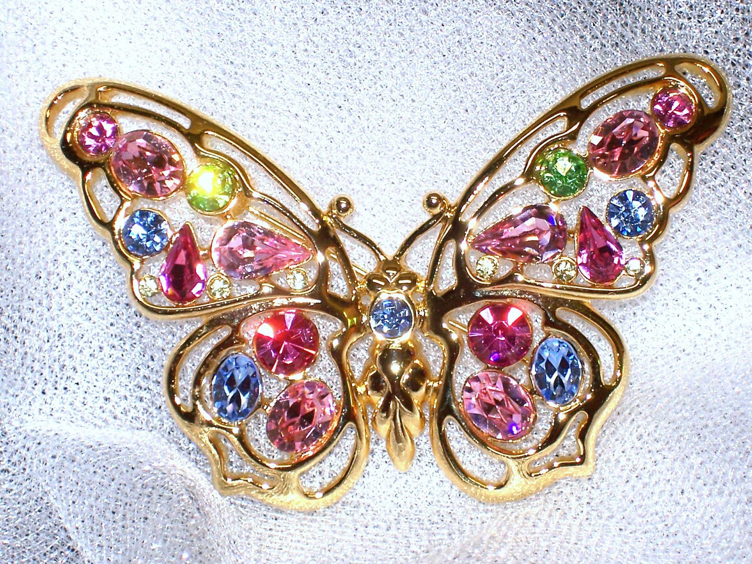 Butterfly Brooches
 Vintage Butterfly Brooch Rhinestone Pin Nolan Miller Vintage