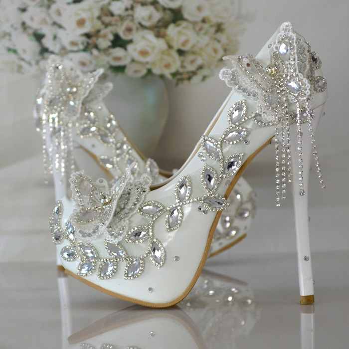 Butterfly Wedding Shoes
 Super Flash Wedding Shoes Diamond Crystal Butterfly High