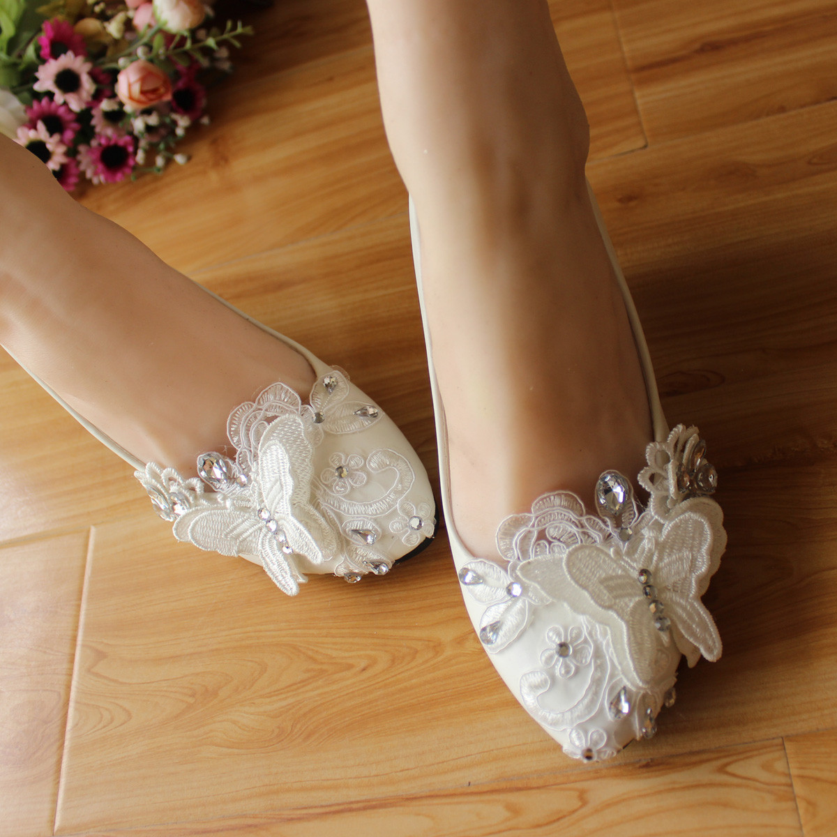 Butterfly Wedding Shoes
 2014 rhinestone princess crystal single shoes medium hells
