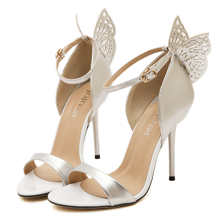 Butterfly Wedding Shoes
 New 2015 Women Butterfly Sandals Wedding Shoes High Heel