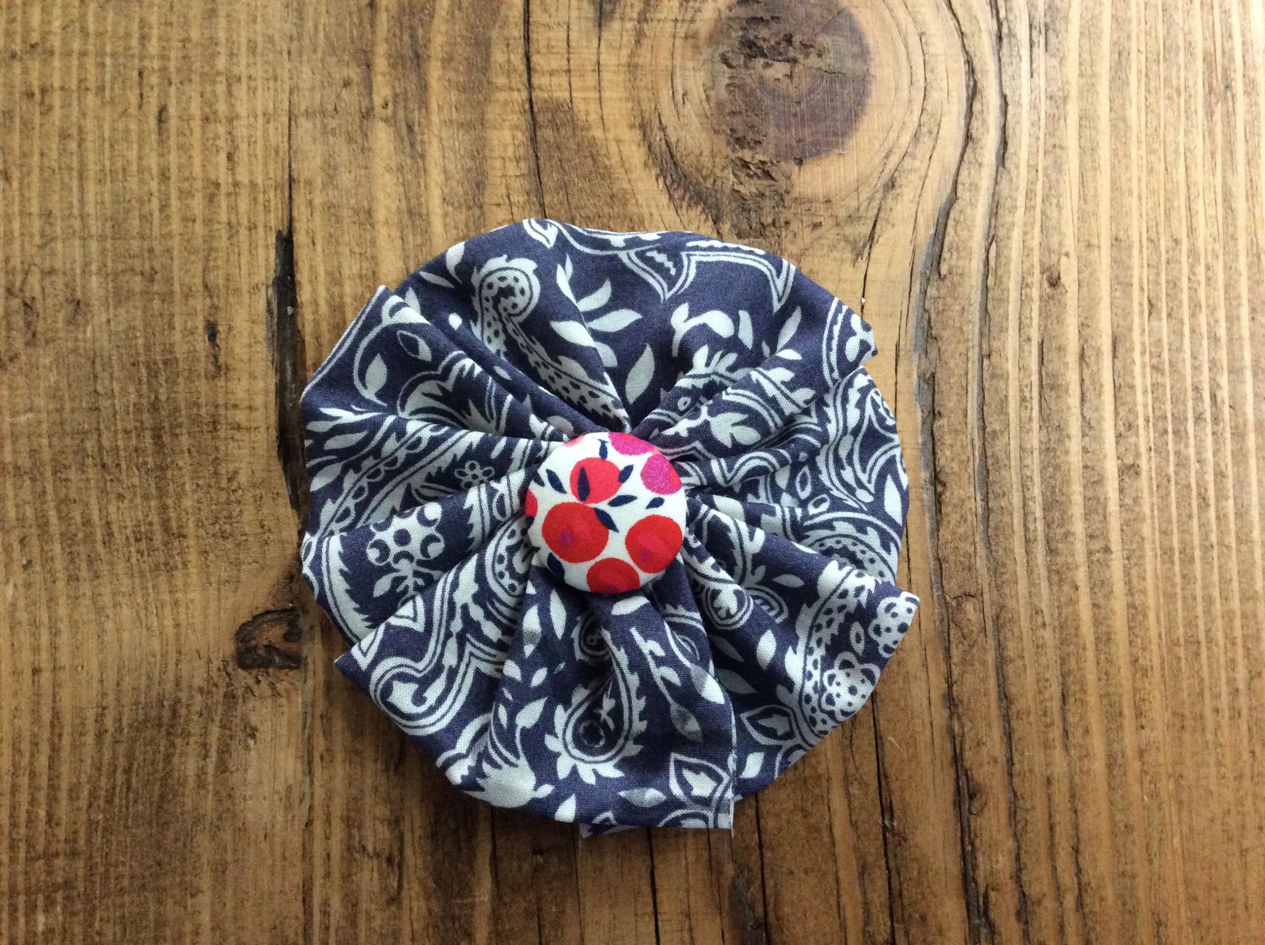 Button Brooches
 Fabric button rosette DIY brooch