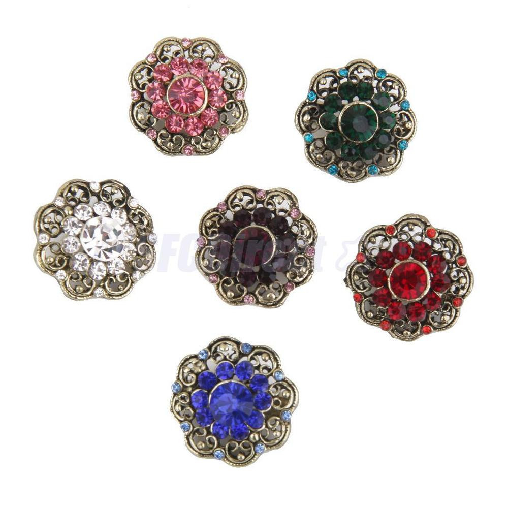 Button Brooches
 Vintage Rhinestone Crystal Brooch Button Collar Pin Bridal