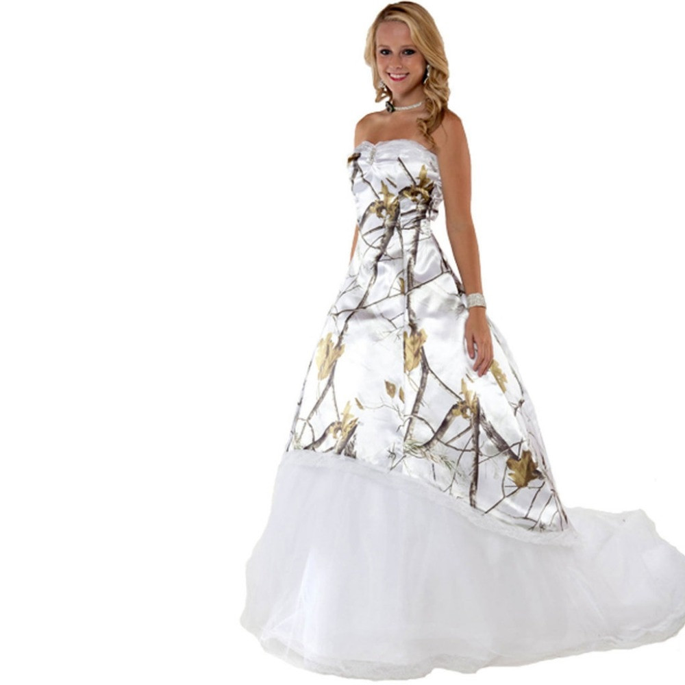 Camo Wedding Dress
 realtree snow white camo prom dresses 2017 long robe
