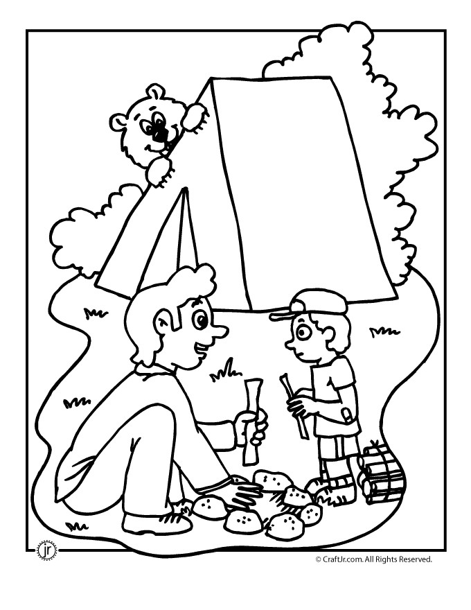 Camping Coloring Pages For Kids
 Bear in Camp Coloring Page Woo Jr Kids Activities