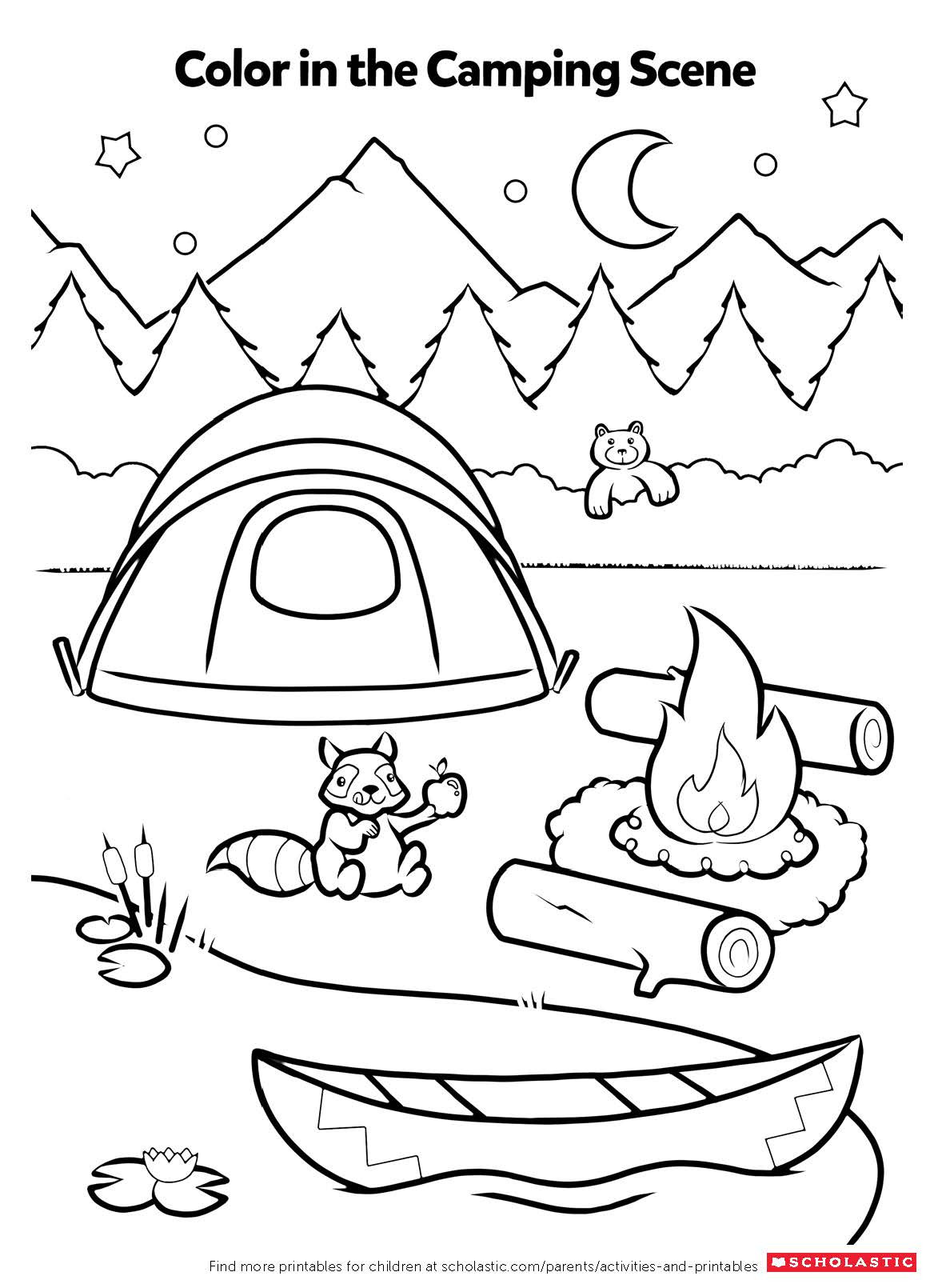Camping Coloring Pages For Kids
 Campfire Coloring Activity