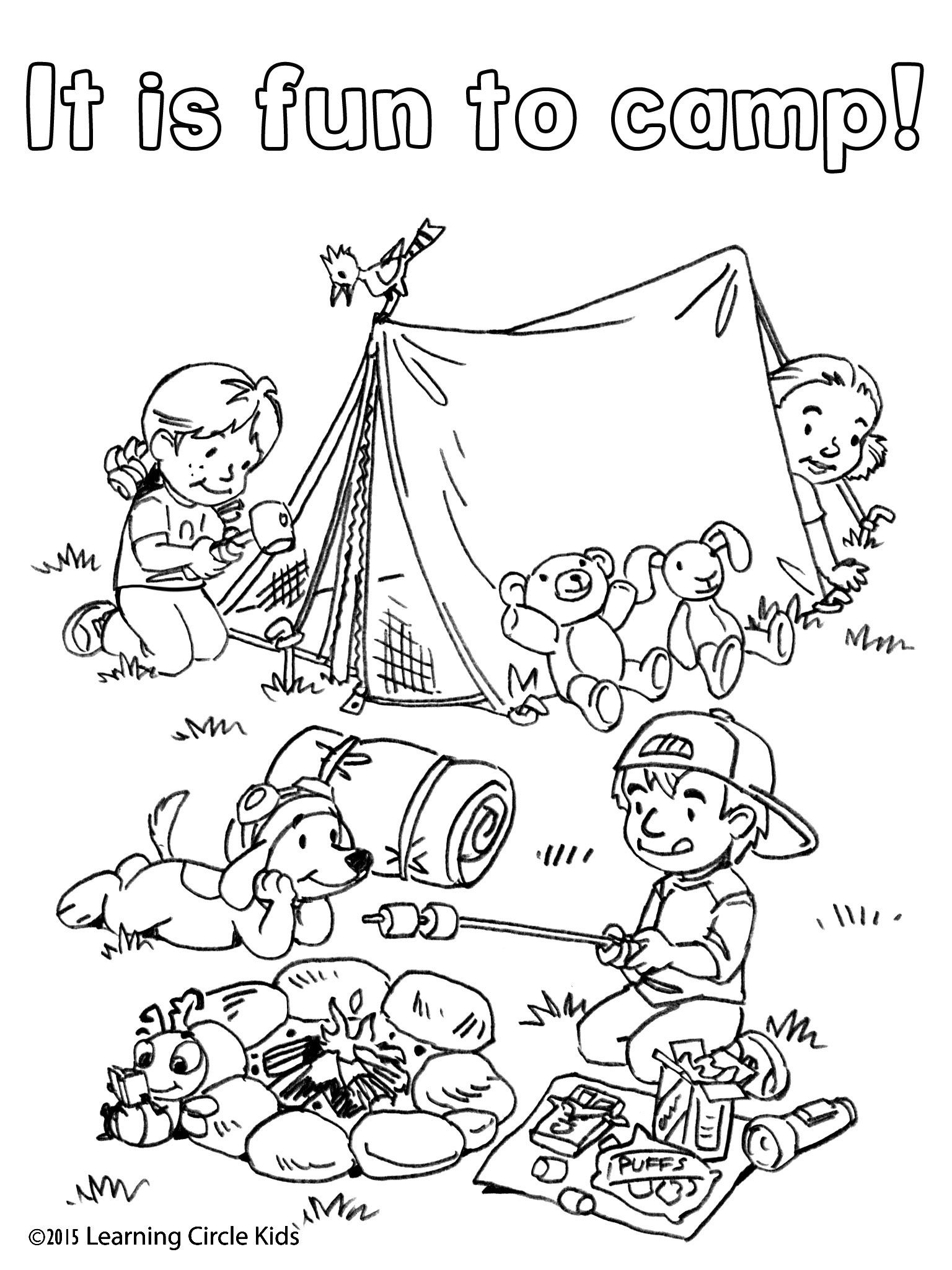 Camping Coloring Pages For Kids
 Free coloring and reading page Summer Fun Camping with