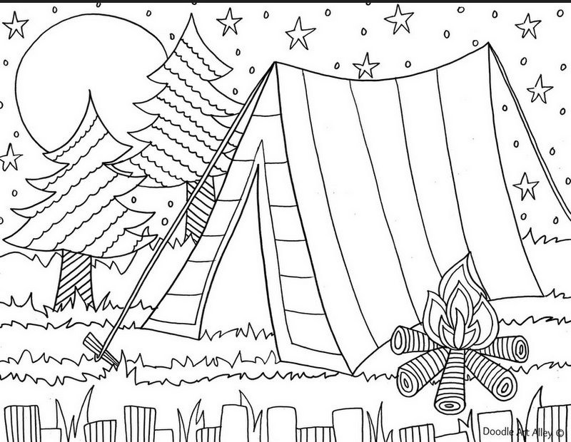 Camping Coloring Pages For Kids
 Summer Coloring Pages