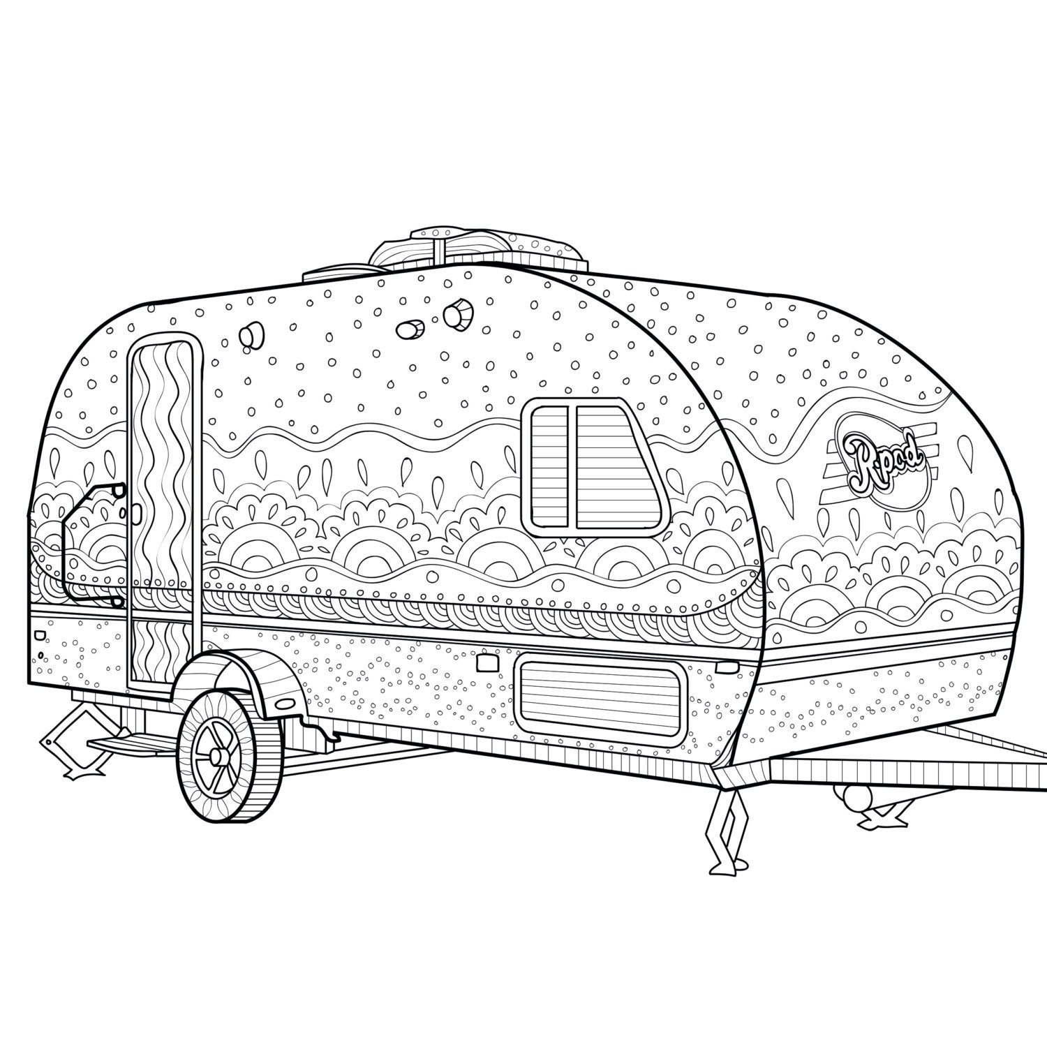 Camping Coloring Pages Printable
 Printable Coloring Page Zentangle Camping Coloring Book