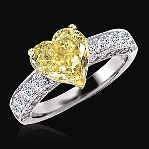 Canary Diamond Engagement Rings
 2 76 ct yellow canary diamond wedding fancy ring heart