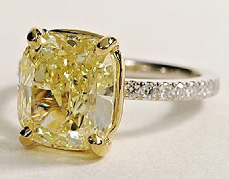 Canary Diamond Engagement Rings
 Platinum 2 05Ct Cushion Cut Canary Diamond Engagement Ring