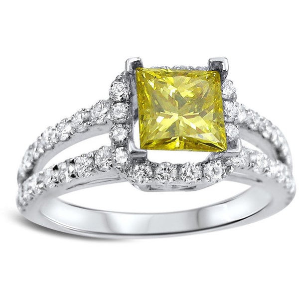 Canary Diamond Engagement Rings
 18k White Gold 1 1 2ct UGL certified Canary Yellow