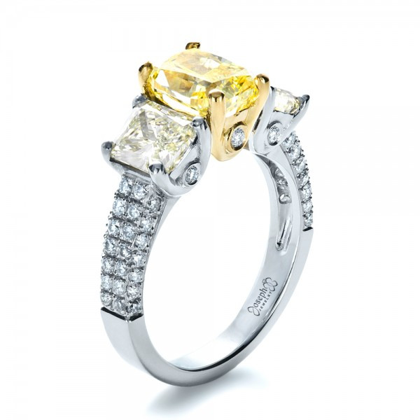 Canary Diamond Engagement Rings
 Custom Three Stone Canary Diamond Engagement Ring 1198