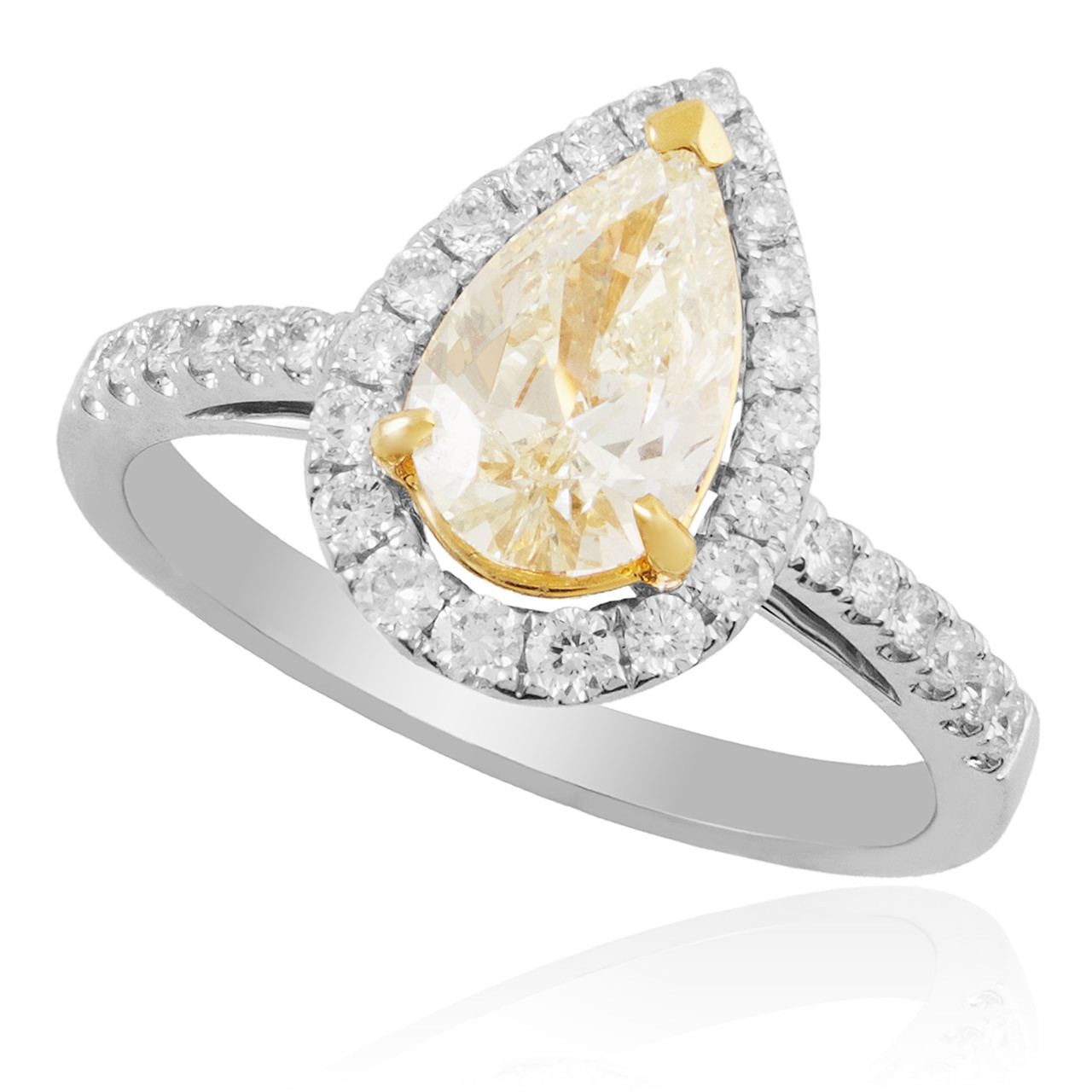 Canary Diamond Engagement Rings
 18K White Gold 1 45ct Pear Shape Canary Diamond Engagement