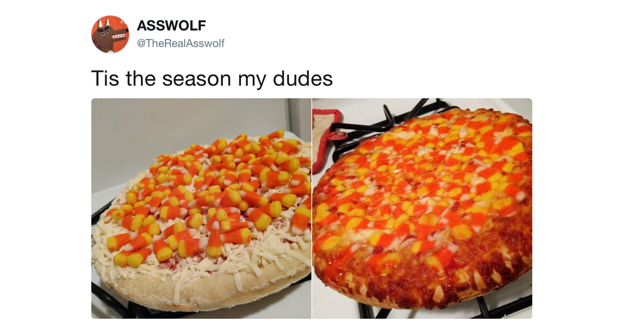 Candy Corn Pizza
 Candy Corn Pizza Twitter Reaction Gross Food