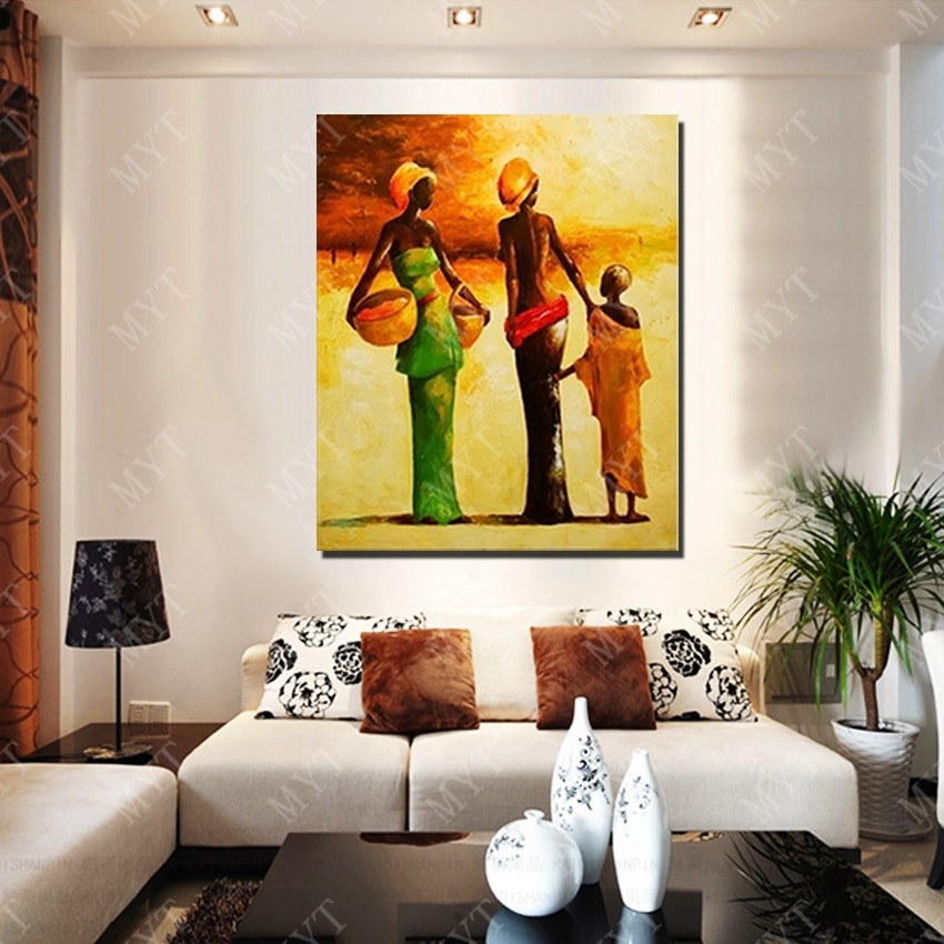 Canvas Painting For Living Room
 New Design Modern African Women Oil Painting Living Room