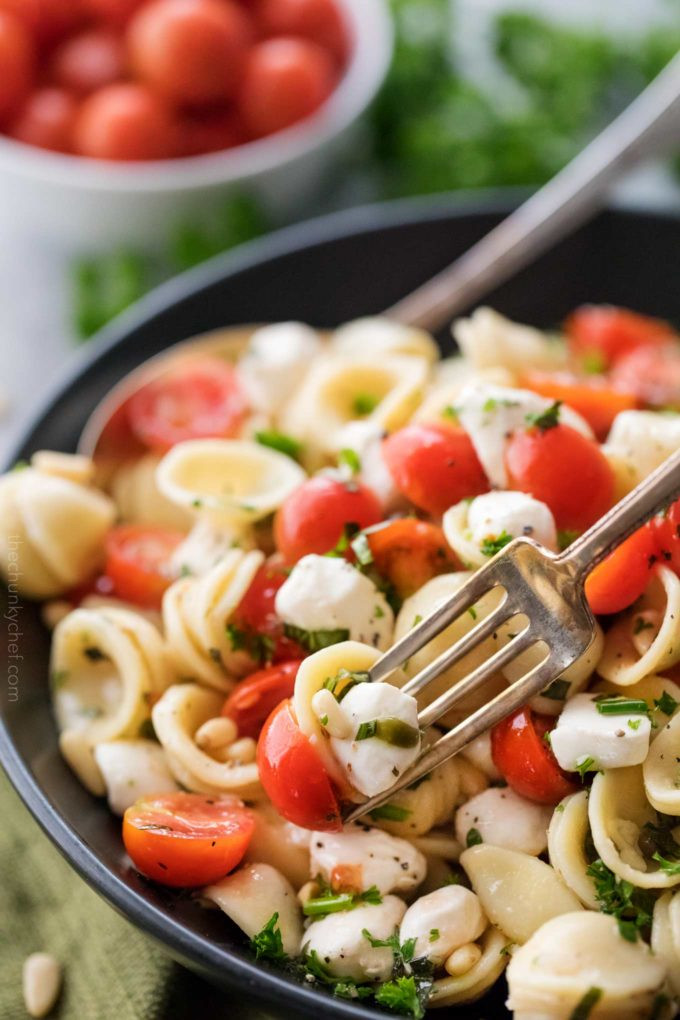 Caprese Salad Pasta
 Caprese Pasta Salad Great Cold or Warm The Chunky Chef