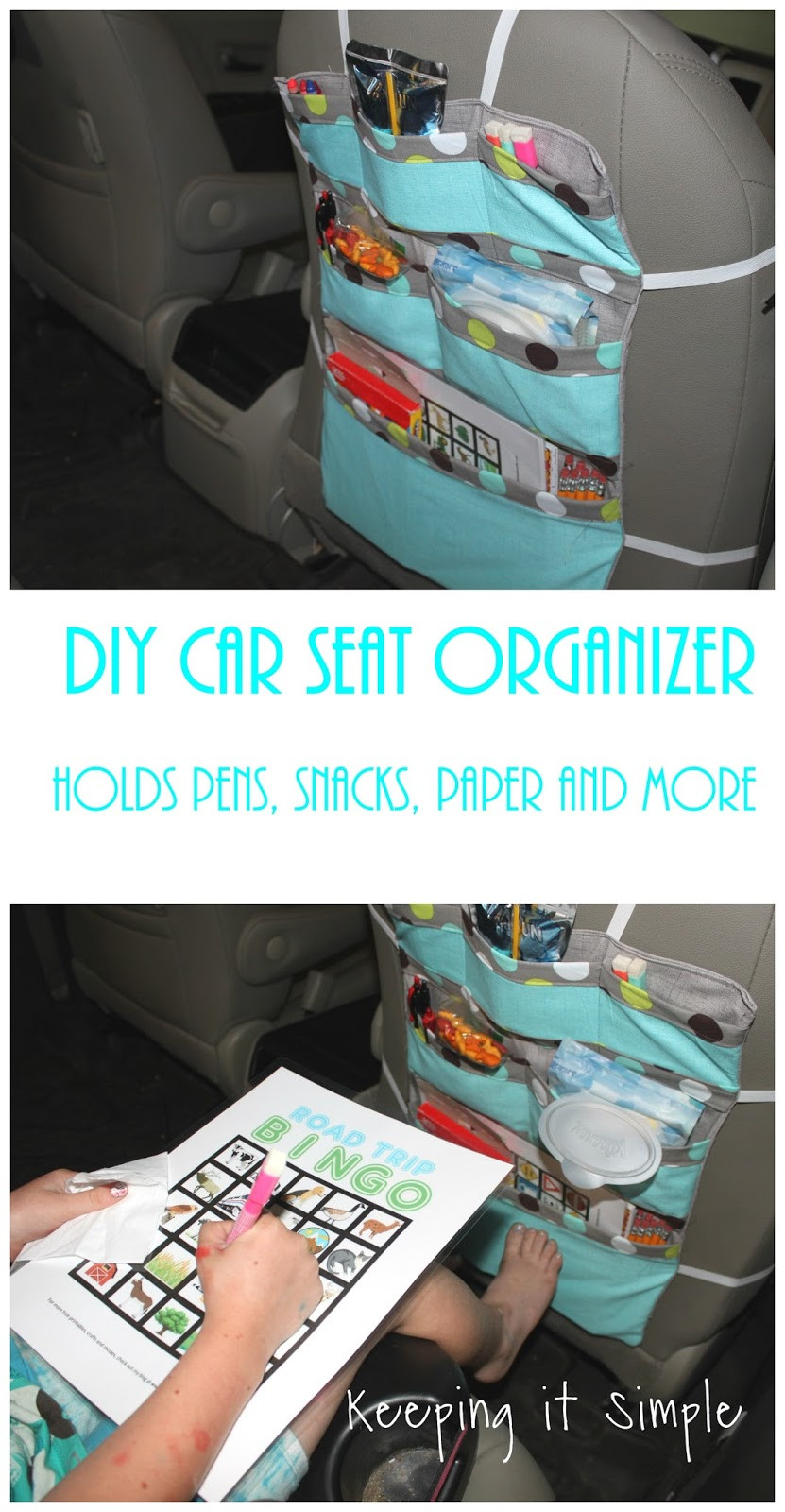 Car Organizer DIY
 Keeping it Simple DIY Car Seat Organizer Perfect for