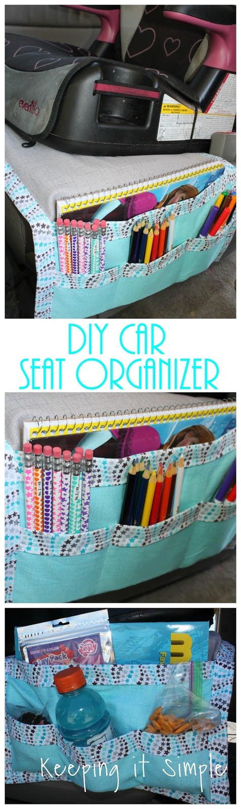 Car Organizer DIY
 Keeping it Simple DIY Car Seat Organizer for Kids Snacks