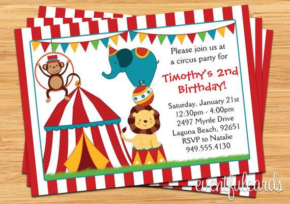 Carnival Birthday Party Invitations
 Circus Birthday Party Invitation for Kids