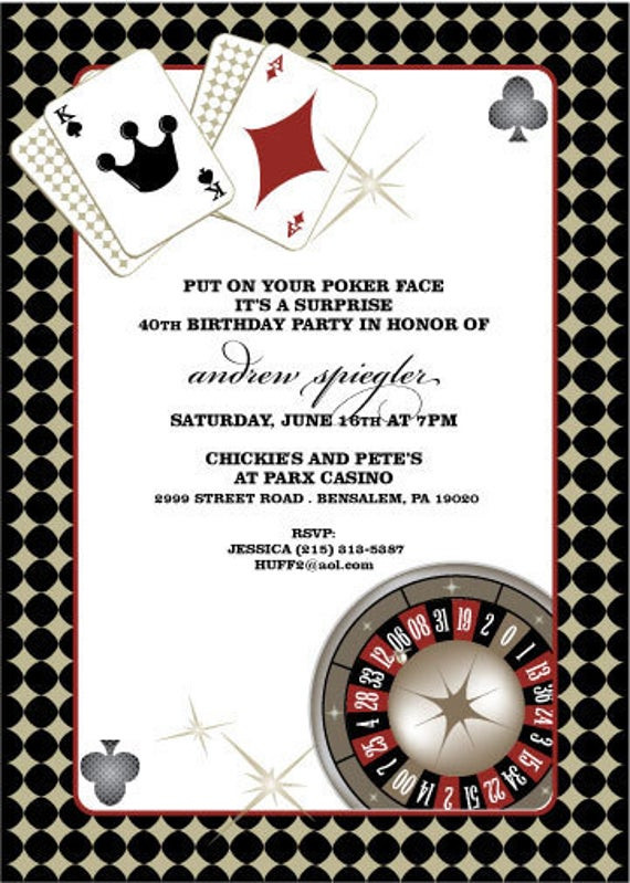 Casino Birthday Invitations
 Vegas Casino Birthday Invitation by azurebluedesign on Etsy