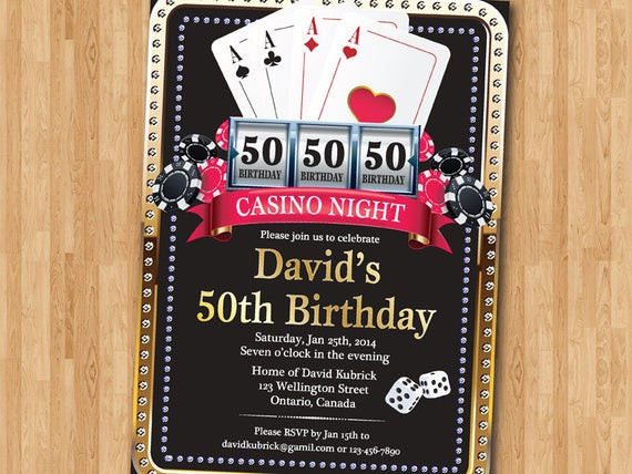 Casino Birthday Invitations
 Casino 50th Birthday Invitation Poker Playing Card Gold