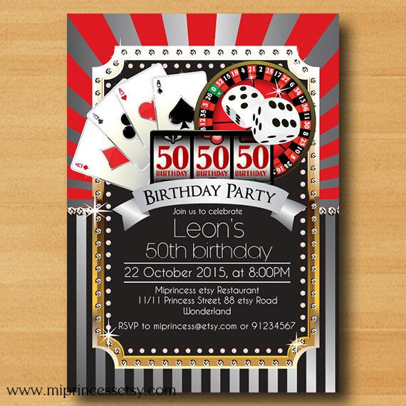 Casino Birthday Invitations
 Poker Playing Card birthday invitation Casino theme