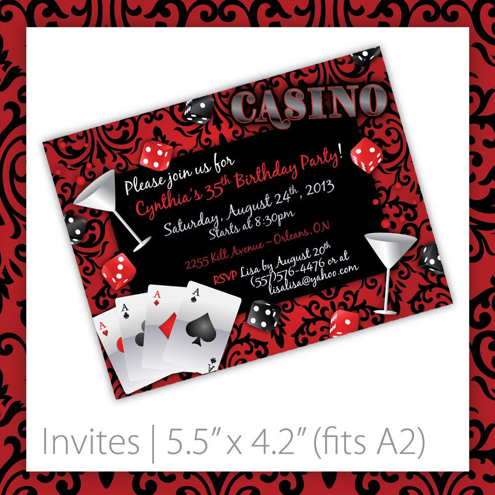 Casino Birthday Invitations
 Casino Party Invitations Casino Blush by