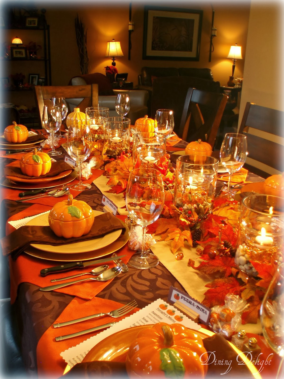 Centerpiece Ideas For Dinner Party
 Dining Delight Fall Dinner Party for Ten