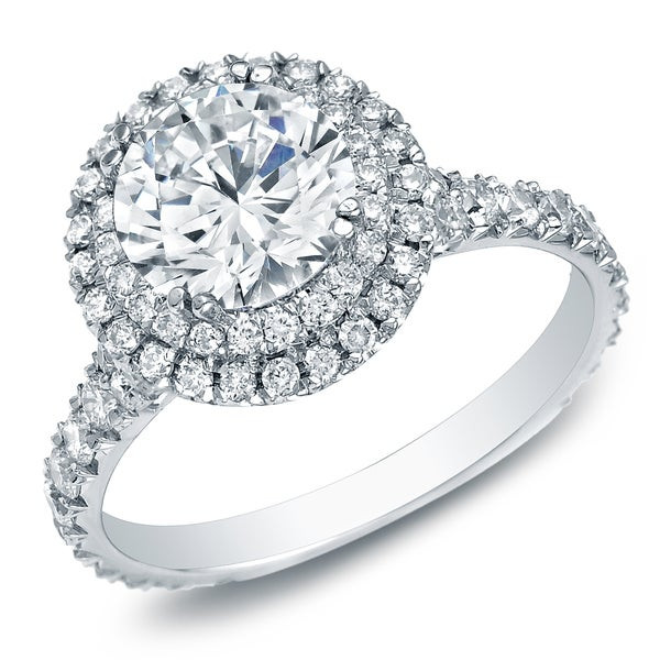 Certified Diamond Engagement Rings
 Auriya 14k Gold 2ct TDW Certified Diamond Double Halo