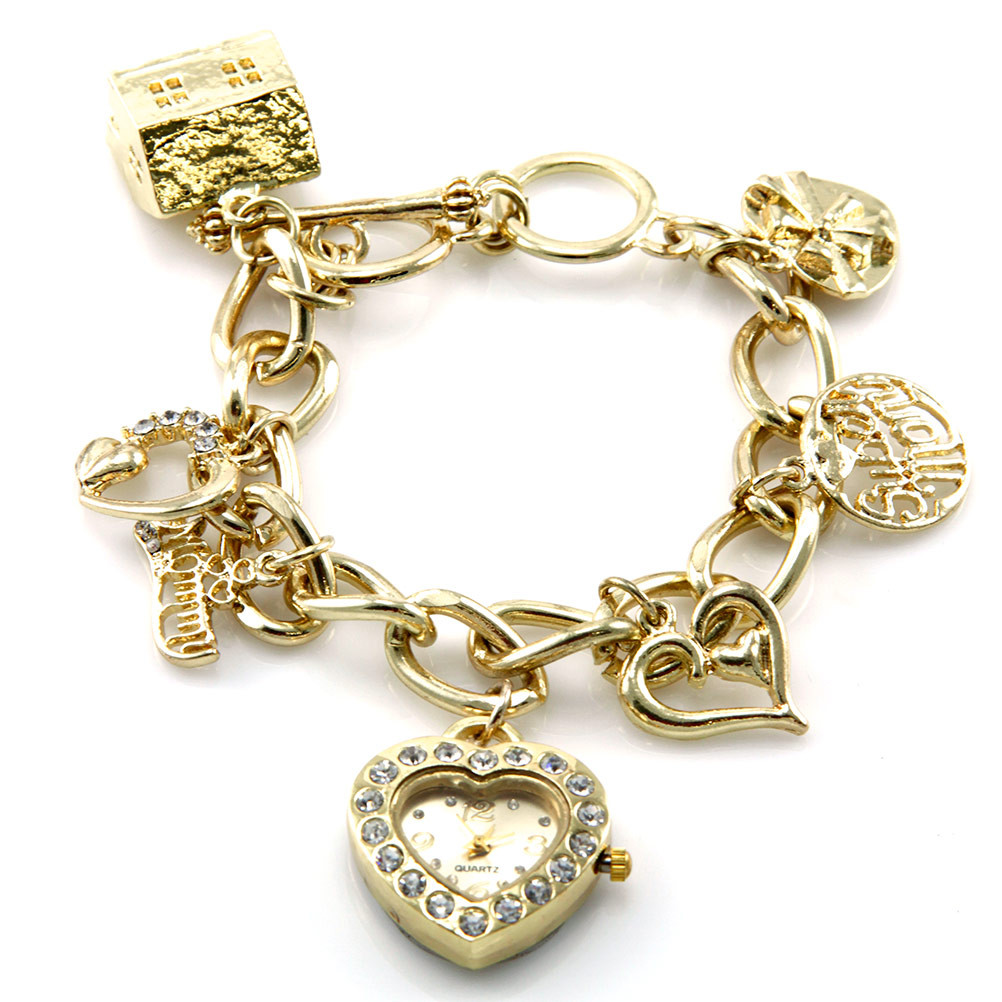 Cheap Charm Bracelets
 wholesale N37 Christian charm bracelet watch Gold