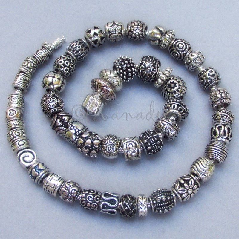 Cheap Charm Bracelets
 50PCs Wholesale Silver Spacer European Beads For
