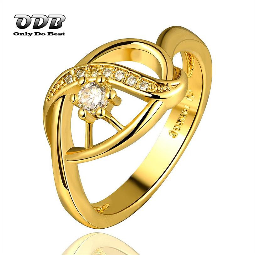 Cheap Gold Wedding Rings
 Women Ring AAA Zircon Stone 18K 24K Real Yellow Gold