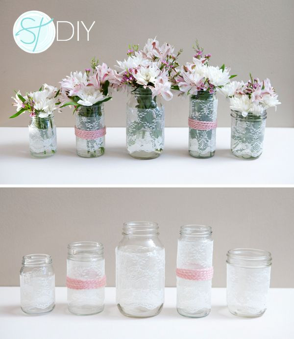 Cheap Tea Party Ideas
 How to make DIY lace covered mason jars