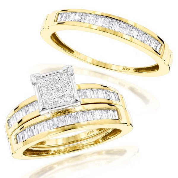 Cheap Trio Wedding Ring Sets
 Shop Luxurman 14k Gold 1 3 5ct Trio Diamond Engagement