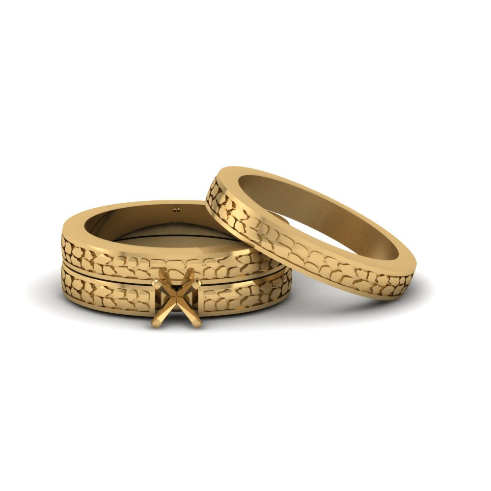 Cheap Trio Wedding Ring Sets
 Semi Mount Cheap Trio Wedding Ring Sets For Couples In 18K